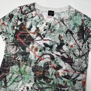 Inoah Womens Abstract Floral Burnout Graphic Tee Multicolor Large